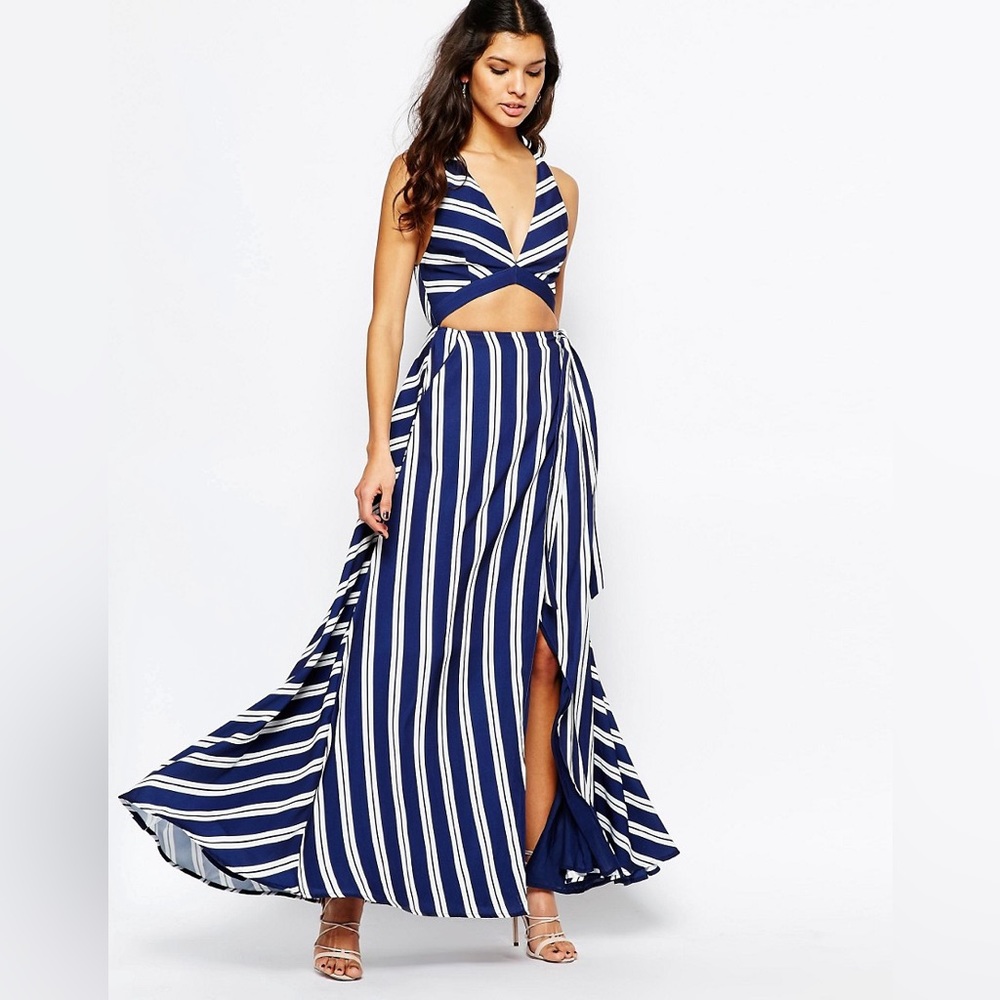 The Jersey Diaries Navy & White Stripe Maxi Dress